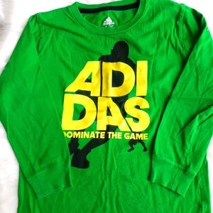 Boys ADIDAS Green long sleeve T shirt, Size 7X